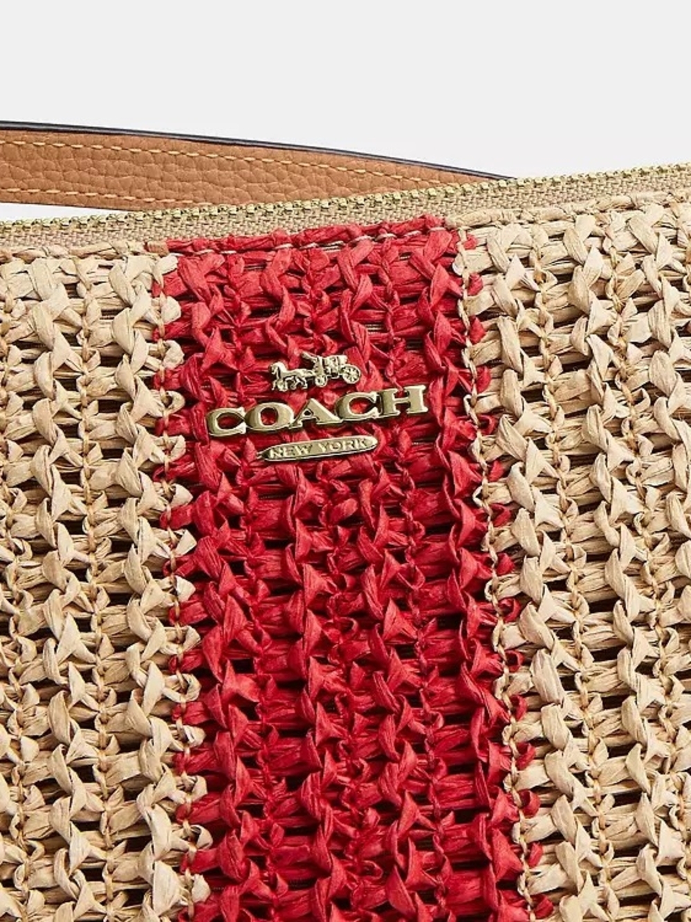 Coach Nolita 19 Straw Stripe Mini Shoulder Bag in Red and Tan - Picture 6 of 6